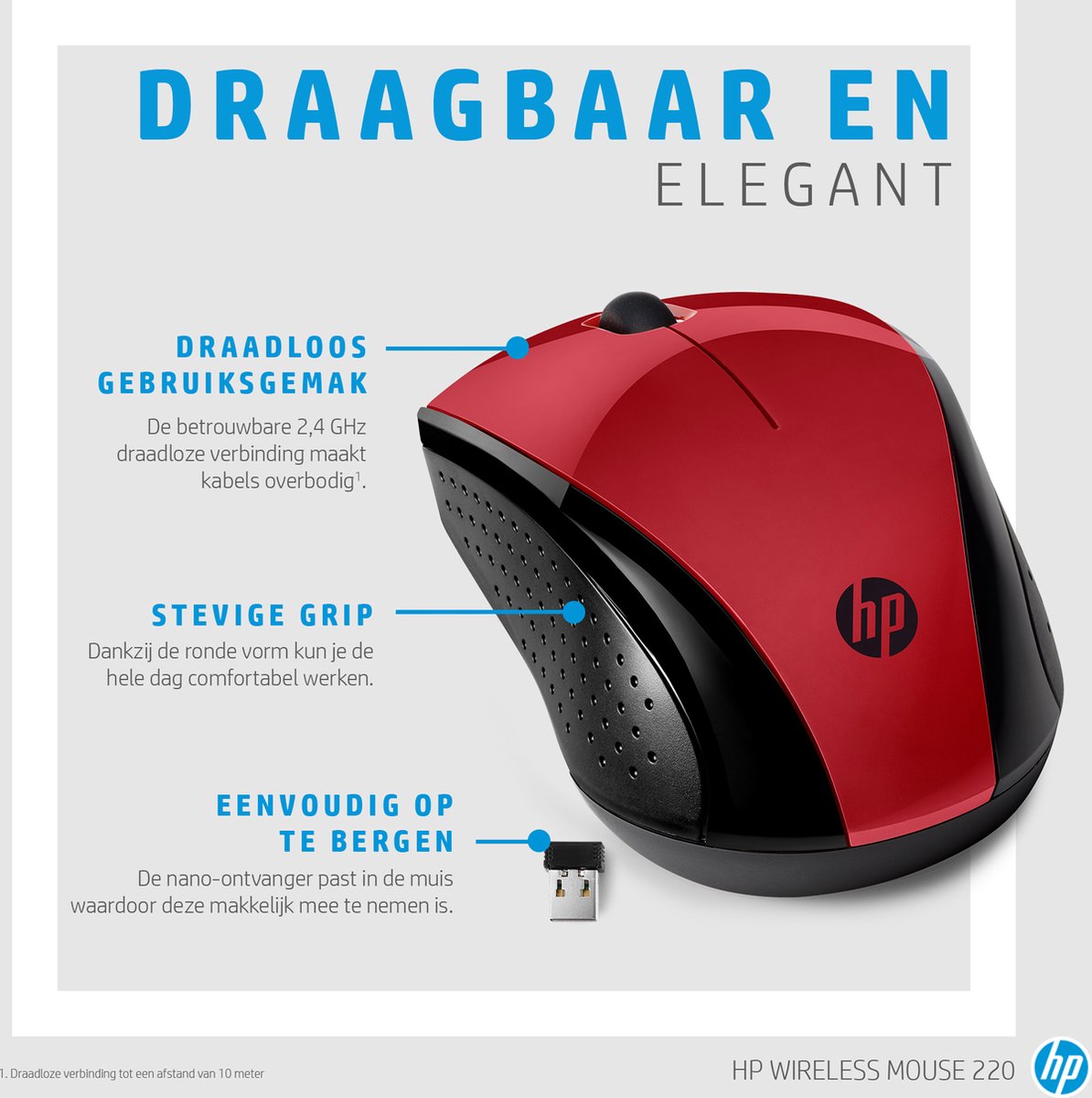 HP 220 Muis Radiografisch Geïntegreerd scrollwiel Rood