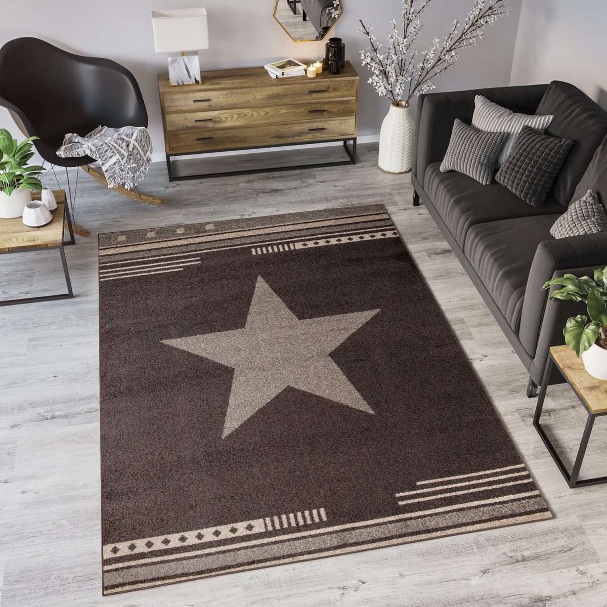Tapiso Maroko Vloerkleed Slaapkamer Bruin Tapijt Maat- 120x170 Bruin 3