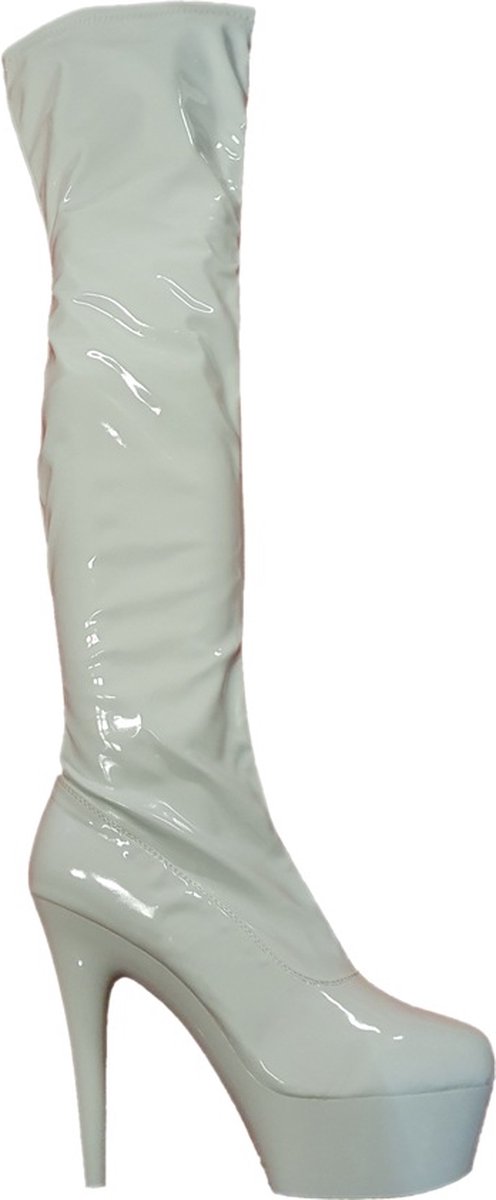 Soisbelle Grote Maten Dijhoge laarzen SB303 White Patent Maat 40
