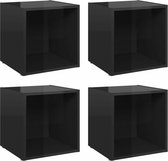 vidaXL - Tv-meubelen - 4 - st - 37x35x37 - cm - bewerkt - hout - hoogglans - zwart