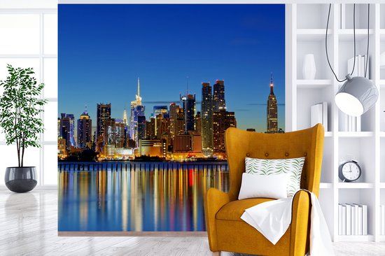 Papier peint - Papier peint photo peint Skyline is New York at night - Largeur 350 cm x Hauteur 350 cm