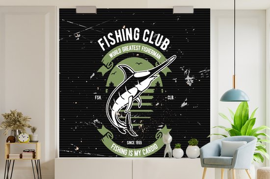 Papier peint - Papiers Papier peint photo Poissons - Rétro - Dessin - Citation - Largeur 350 cm x Hauteur 350 cm