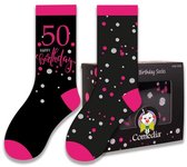 Witbaard Cadeausokken 50 Jaar Polykatoen Zwart/roze 2-delig