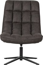 WOOOD Dirkje Draaifauteuil - Leerlook - Zwart - 101x70x85