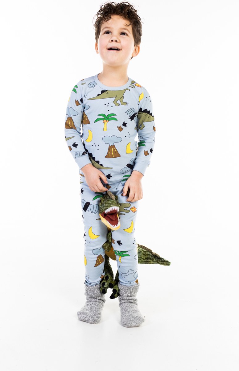 Pyjama met Dino's en Vulkanen - 100% Katoen - Super Comfortabel