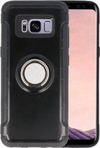 Pantser TPU Hoesje Ring Houder - Hoesje Geschikt voor Samsung Galaxy S8 Plus Zwart