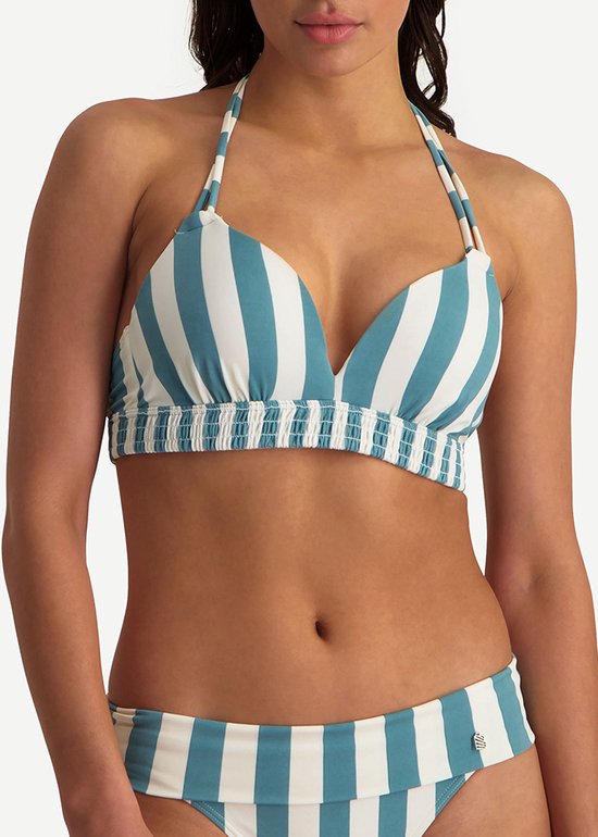 Beachlife Bella Stripe halter bikinitop - Blauw/Wit - Gestreept | bol.com