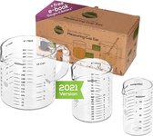 TreeBox Tasse à mesurer en Glas – Ensemble de 3 Verres doseurs – Résistant à la chaleur et au micro-ondes – Tasse à mesurer 250 ml, 125 ml et 50 ml