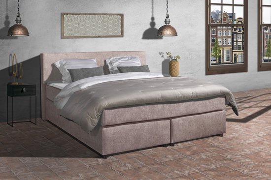 Anno 1588 - Boxspring Amsterdam - Pocketvering - Oud Roze - 180x200 cm - Inclusief Dekbed en Kussens