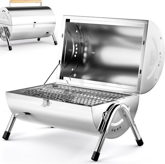 Tafelbarbecue grill inox - met dubbel grill vlak - 38x52cm | bol.com