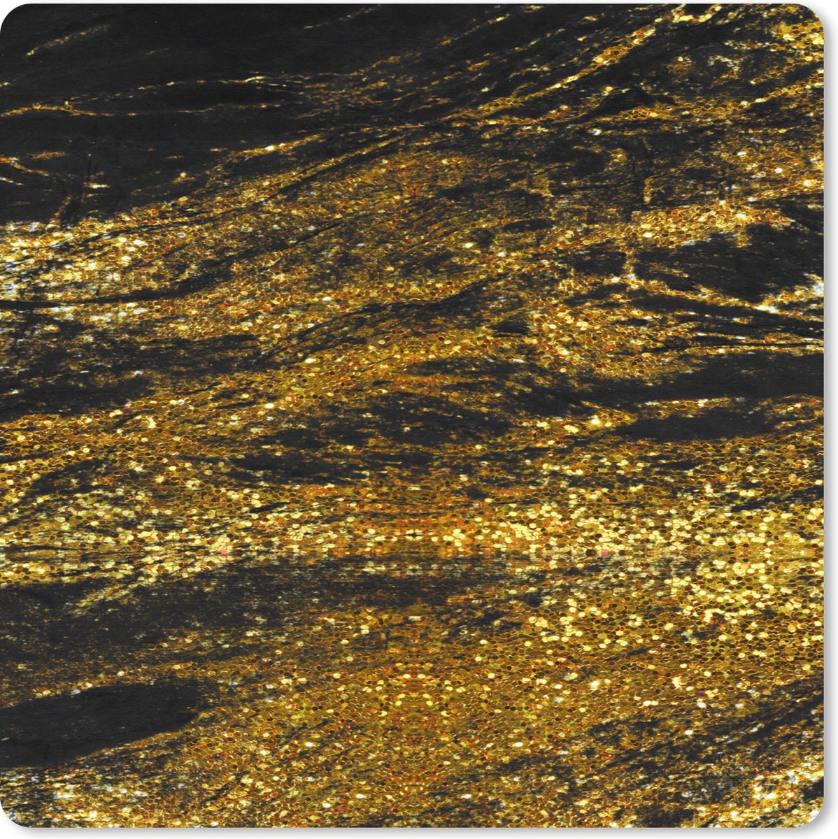 Muismat XXL 60x60 cm - Bureau onderlegger - Bureau mat Marmer - Goud - Zwart - Glitter - Bureaumat - Gaming mousepad xl - Bureaulegger groot - Computer deskmat