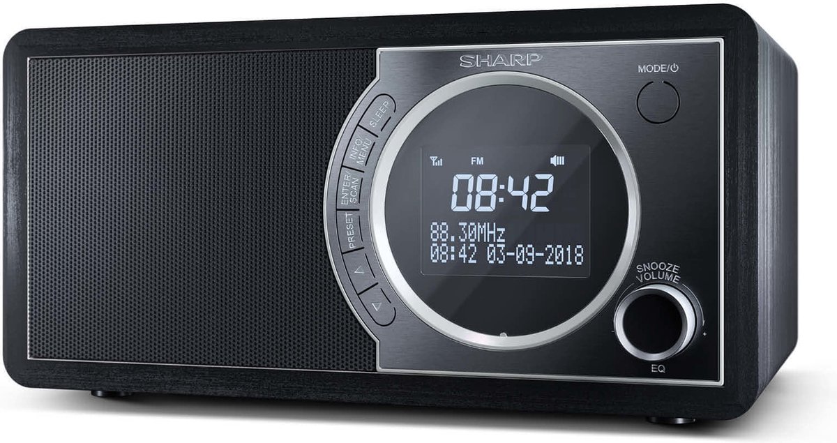 Sharp DR-450(BK) radio Klok Zwart