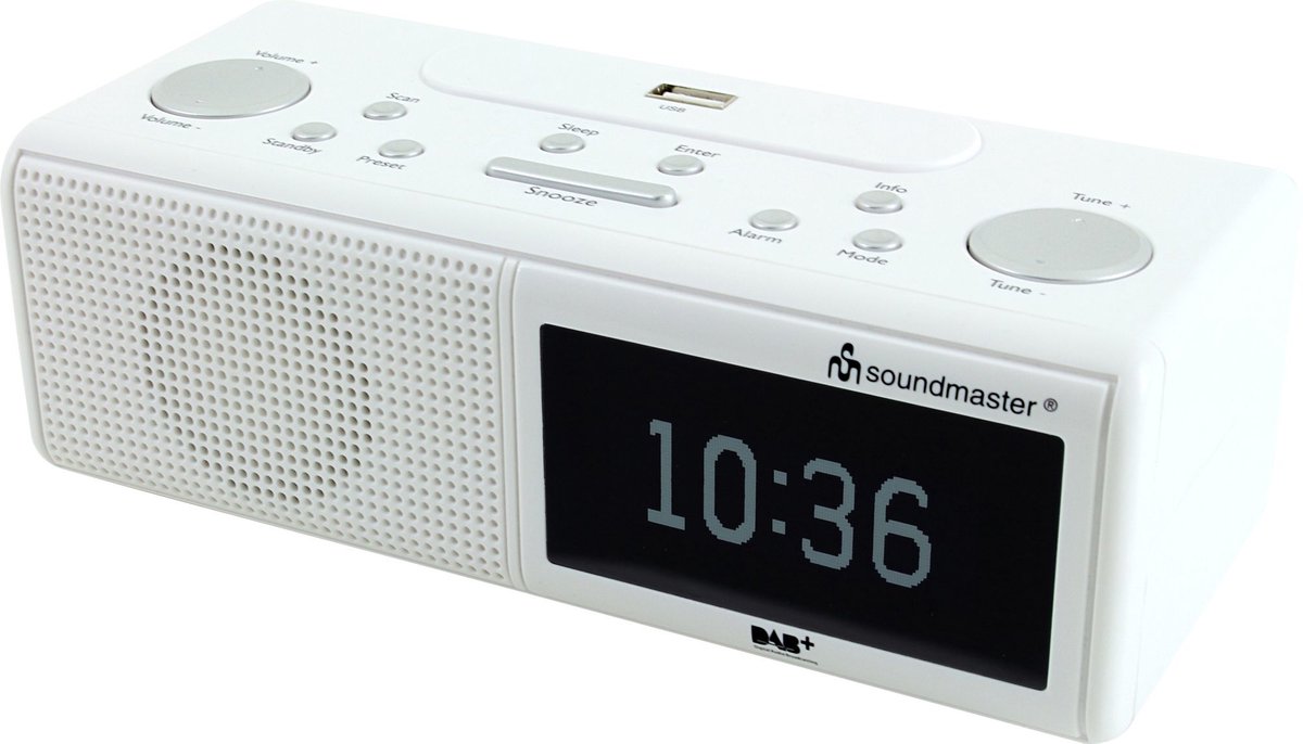 Soundmaster UR8350WE - Digitale wekkerradio DAB+/FM met USB