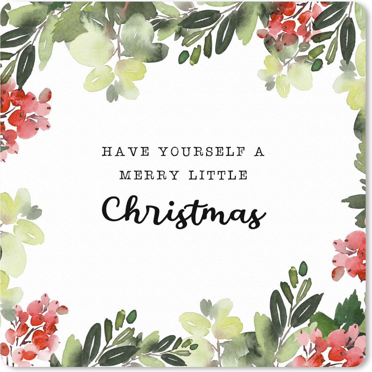 Muismat XXL 80x80 cm - Bureau onderlegger - Bureau mat Kerst - Quote - Waterverf - Bureaumat - Gaming mousepad xl - Bureaulegger groot - Computer deskmat - Kerst - Cadeau - Kerstcadeau voor mannen en voor vrouwen