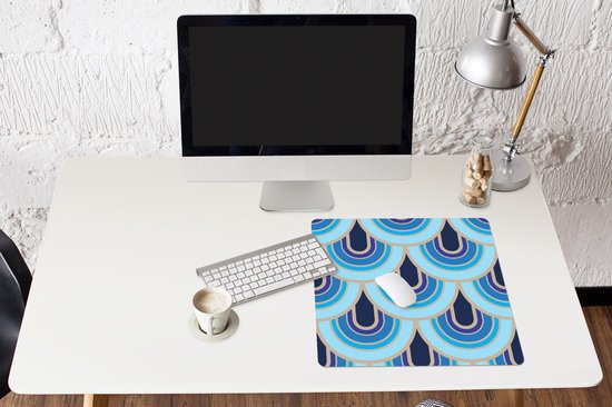 Muismat XXL 50x50 cm - Bureau onderlegger - Bureau mat Retro - Patronen - Art Nouveau - Bureaumat - Gaming mousepad xl - Bureaulegger groot - Computer deskmat