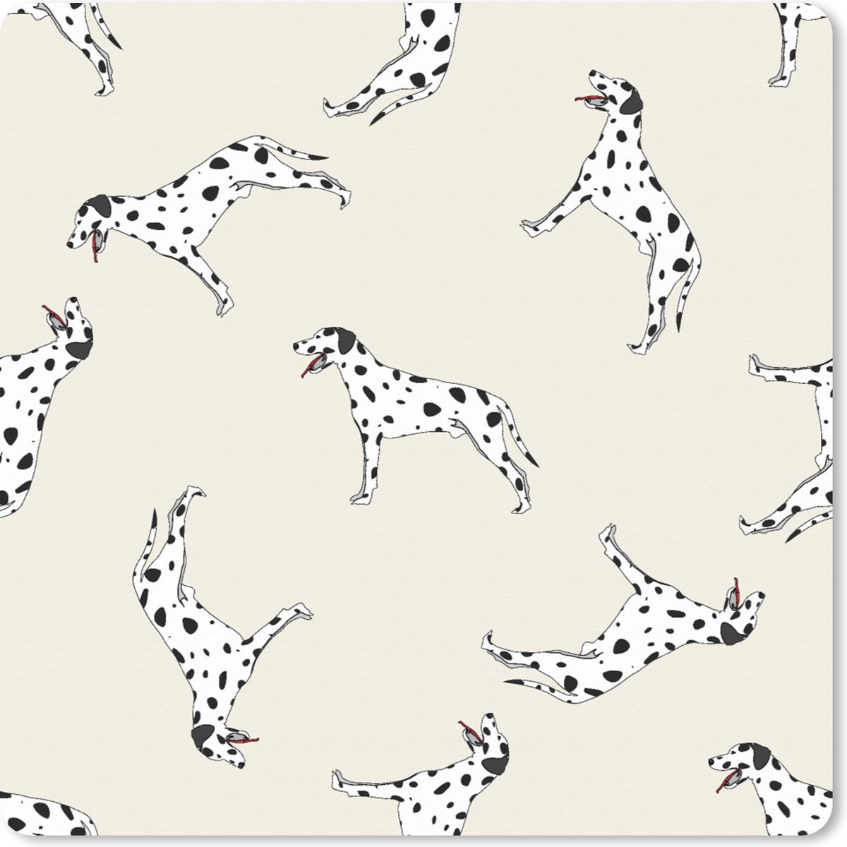 Muismat XXL 80x80 cm - Bureau onderlegger - Bureau mat Hond - Dalmatiër - Pastel - Jongen - Design - Bureaumat - Gaming mousepad xl - Bureaulegger groot - Computer deskmat