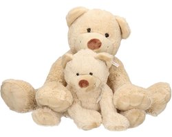 2x Pluche mama en kind Boogy knuffelberen 35 en 24 cm knuffels speelgoed set - Happy Horse - Beren bosdieren knuffels - Teddybeer speelgoed voor kinderen - Baby geboorte kraamcadeaus