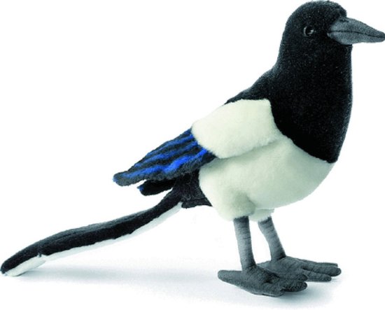 Foto: Hansa pluche ekster vogel knuffeldier 33 cm bosdieren knuffel