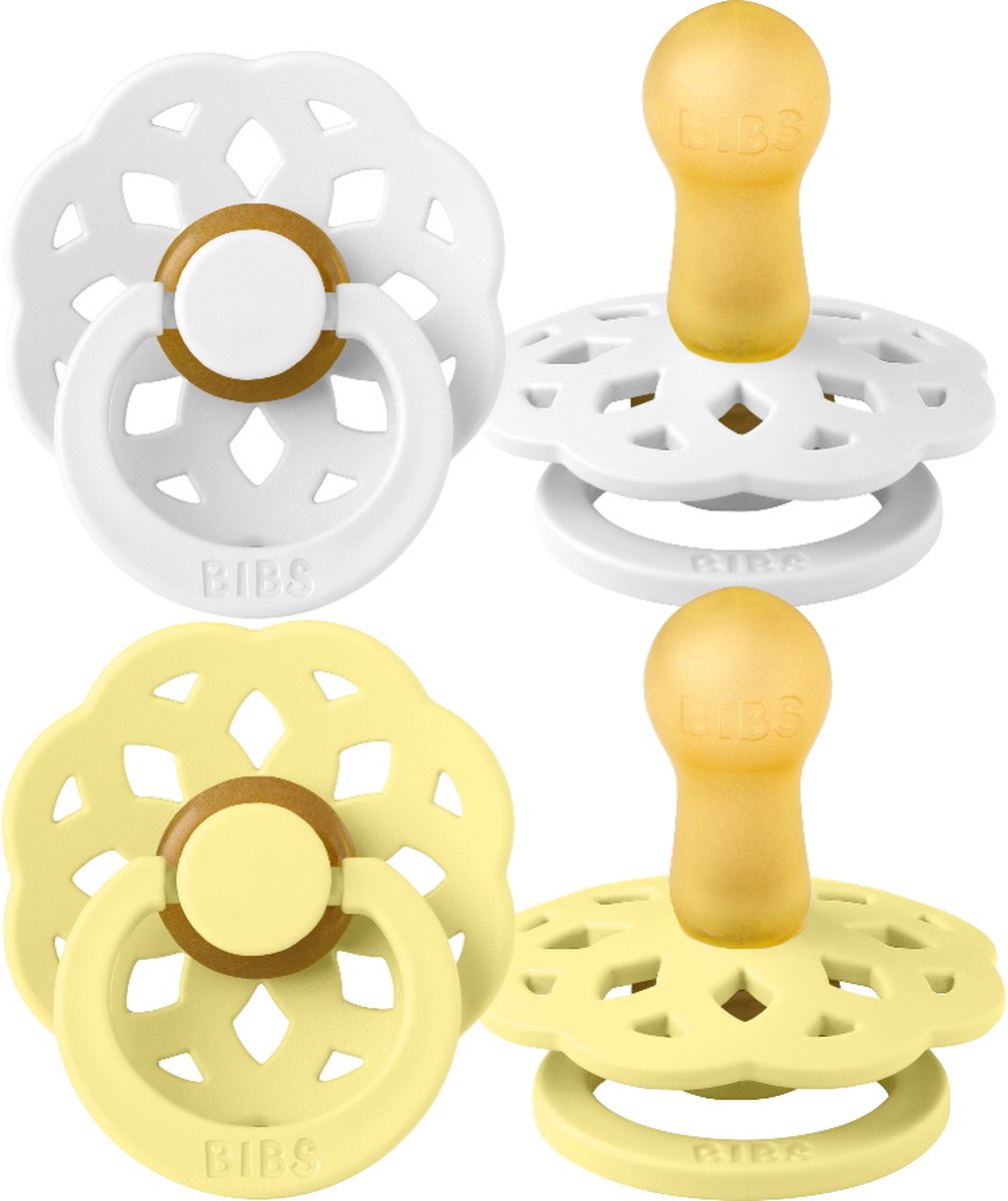 BiBS Boheme Pacifier Stage 2 Fopspeen 2 stuks White / Sunshine