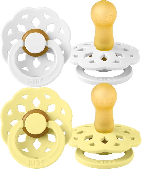 BiBS Boheme Pacifier Stage 2 Fopspeen 2 stuks White / Sunshine