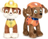 Paw Patrol knuffels setje van 2x karakters Rubble en Zuma 27 cm - Kinder speelgoed hondjes cadeau
