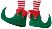 Kerstelf schoentjes/pantoffel groen/rood voor volwassenen - Kerst elfen accessoires