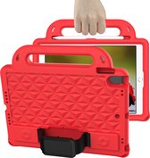 Tablet hoes geschikt voor iPad 10.2 (2019/2020/2021) - Schokbestendige case met handvaten - Diamond Kids Cover met schouderriem - Rood