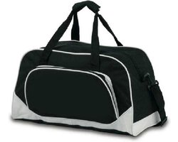 Sporttas of vrije tijd tas - zwart - 42 x 24 x 20 cm - 2 vakken - draagband