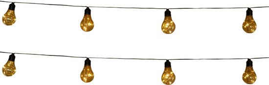 2x stuks solar buiten feestverlichting lichtsnoeren met 10 lampjes/bollampjes 450 cm - tuinverlichting - LED sfeerverlichting