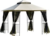 Outsunny de fête avec double toit 3x3 pavillon tente de jardin chapiteau tente de fête beige 84C-184