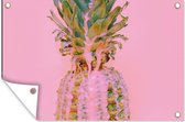 Tuinposter - Ananas - Verf - Roze - Fruit - Tuindoek - 180x120 cm - Tuin - Tuindecoratie