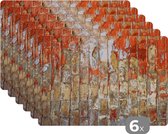 Placemats - Verf - Baksteen - Tafelonderlegger - Muur - Placemat - Onderlegger -45x30 cm - 6 stuks