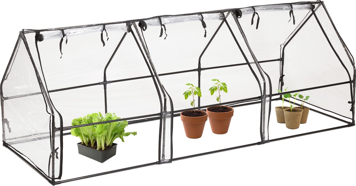 Kweekkas Voor Op Het Balkon Met Pvc-folie En Staal - Afmetingen: 126 X 59 X 37 Cm 3 Etages Tomatenkas Zwart Transparant Kweekkas Voor Op Het Balkon Met Pvc-folie En Staal - Afmetingen: 126 X 59 X 37 Cm 3 Etages Tomatenkas Zwart Transparant