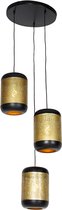 QAZQA kayleigh - Industriele Hanglamp - 3 lichts - Ø 40 cm - Goud/messing - Industrieel - Woonkamer | Slaapkamer | Keuken