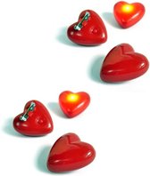 Set van 8x stuks knipperende hartjes broche rood 4 cm met lampje/lichtje - Valentijn/Huwelijk toppers