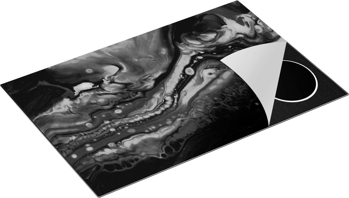 Chefcare Inductie Beschermer Abstracte Kunst - Zwart Wit - 81,2x52 cm - Afdekplaat Inductie - Kookplaat Beschermer - Inductie Mat