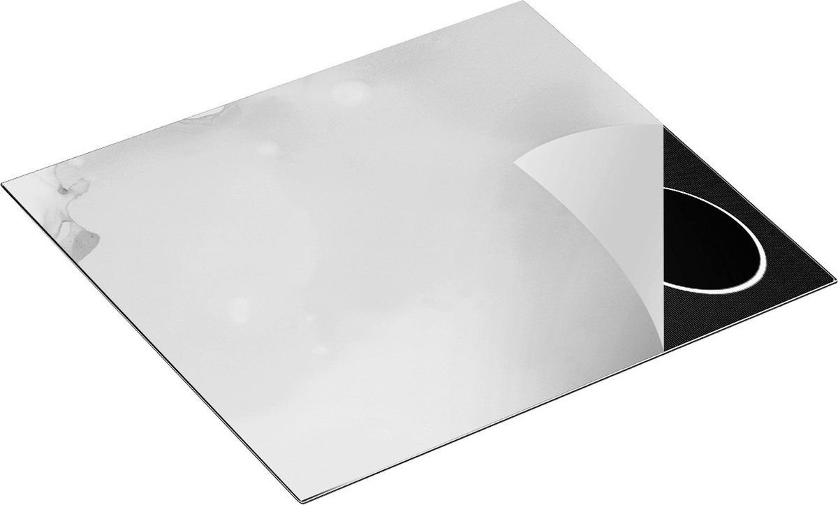 Chefcare Inductie Beschermer Abstracte Kunst - Licht Groene Marmer - Zwart Wit - 60x52 cm - Afdekplaat Inductie - Kookplaat Beschermer - Inductie Mat