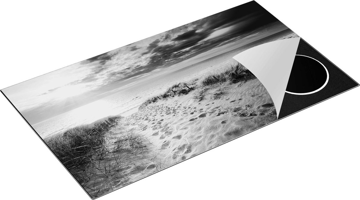 Chefcare Inductie Beschermer Duinen met Zee - Zwart Wit - 89,6x51,6 cm - Afdekplaat Inductie - Kookplaat Beschermer - Inductie Mat