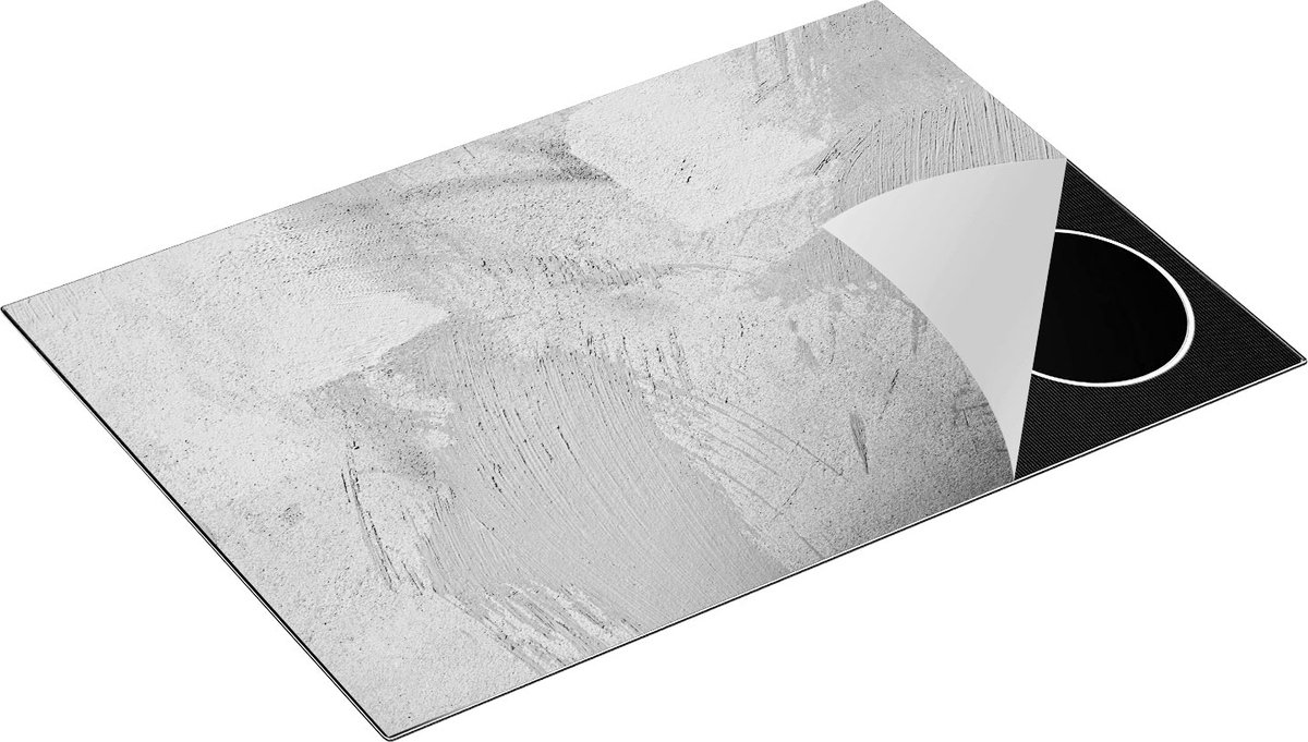 Chefcare Inductie Beschermer Abstracte Kunst van een Cementen Muur - Zwart Wit - 75x50 cm - Afdekplaat Inductie - Kookplaat Beschermer - Inductie Mat