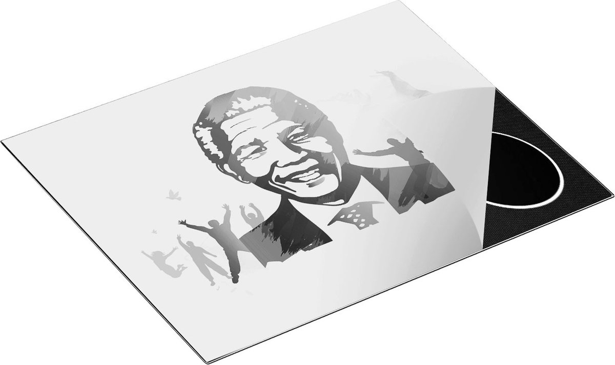 Chefcare Inductie Beschermer Nelson Mandela - Zwart Wit - 65x55 cm - Afdekplaat Inductie - Kookplaat Beschermer - Inductie Mat