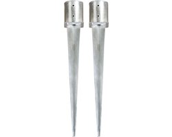 vidaXL - Grondpinnen - 2 - st - 12x91 - cm - gegalvaniseerd - staal - zilverkleurig