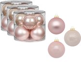 18x stuks glazen kerstballen 10 cm parel roze glans en mat - Kerstboomversiering donkergroen