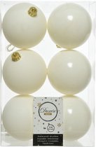 18x boules de Noël en plastique blanc laine 8 cm - Mat/brillant - Boules de Noël en plastique incassables
