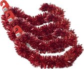3x stuks kerstboom folie slingers/lametta guirlandes van 180 x 12 cm in de kleur glitter rood - Extra brede slinger