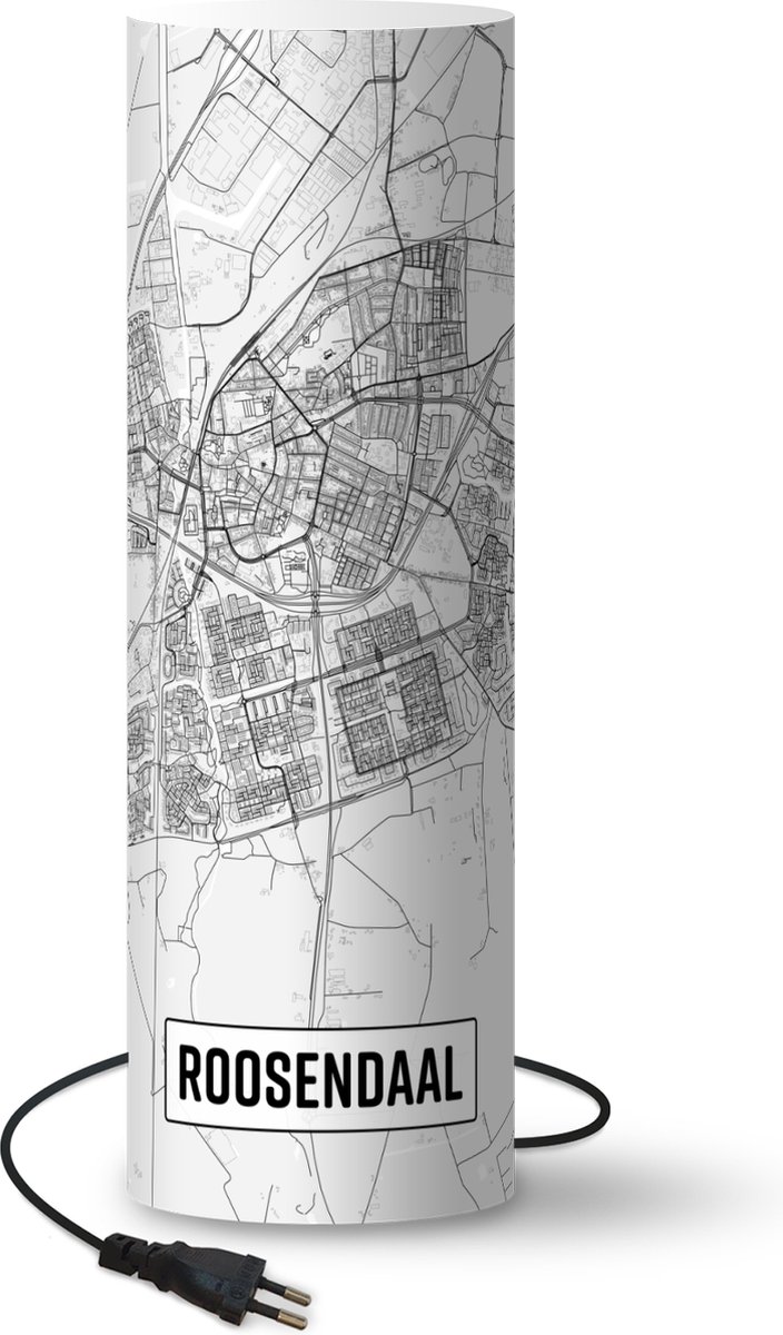 Lamp - Nachtlampje - Tafellamp slaapkamer - Stadskaart Roosendaal - 60 cm hoog - Ø19.1 cm - Inclusief LED lamp - Plattegrond