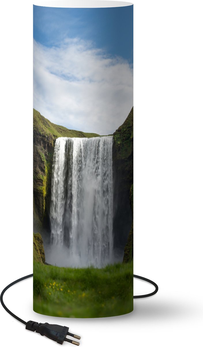 Lamp - Nachtlampje - Tafellamp slaapkamer - Waterval - IJsland - Natuur - 50 cm hoog - Ø15.9 cm - Inclusief LED lamp