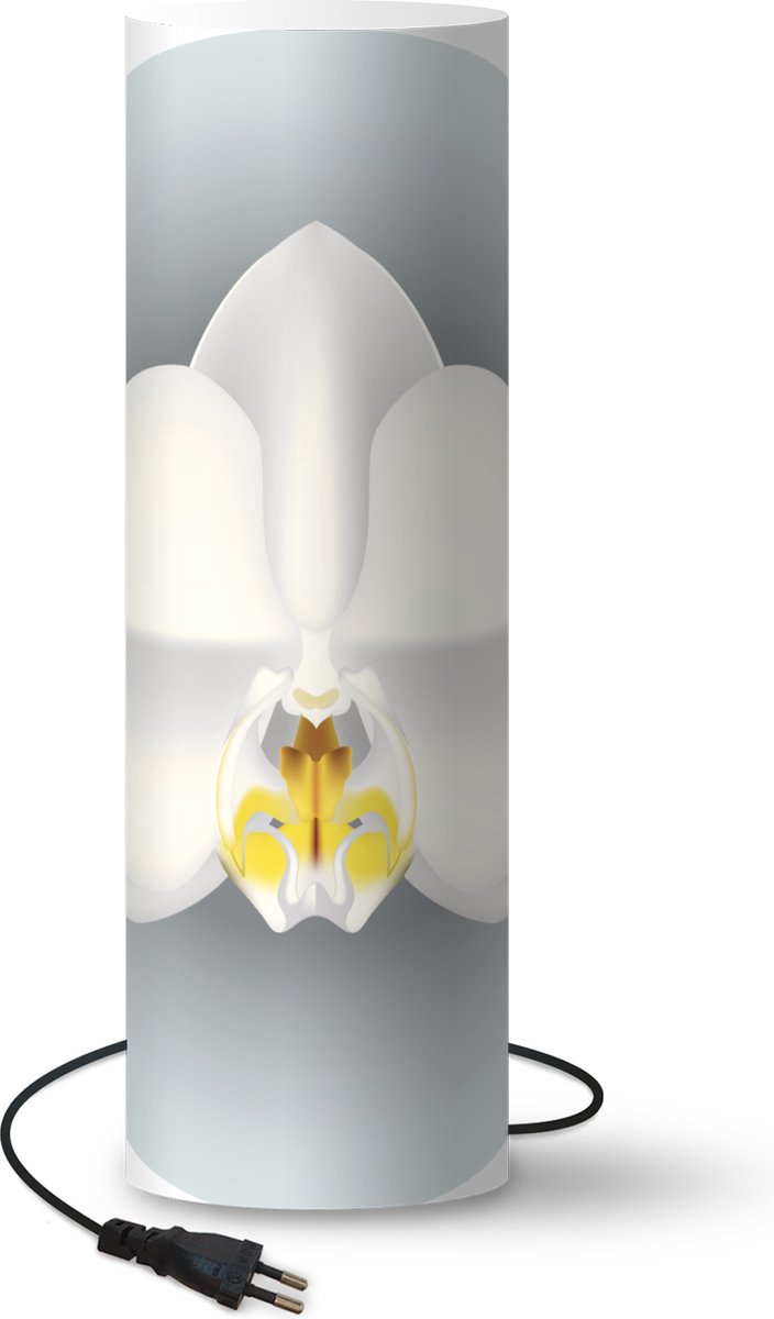 Lamp - Nachtlampje - Tafellamp slaapkamer - witte orchideeën - 50 cm hoog - Ø15.9 cm - Inclusief LED lamp