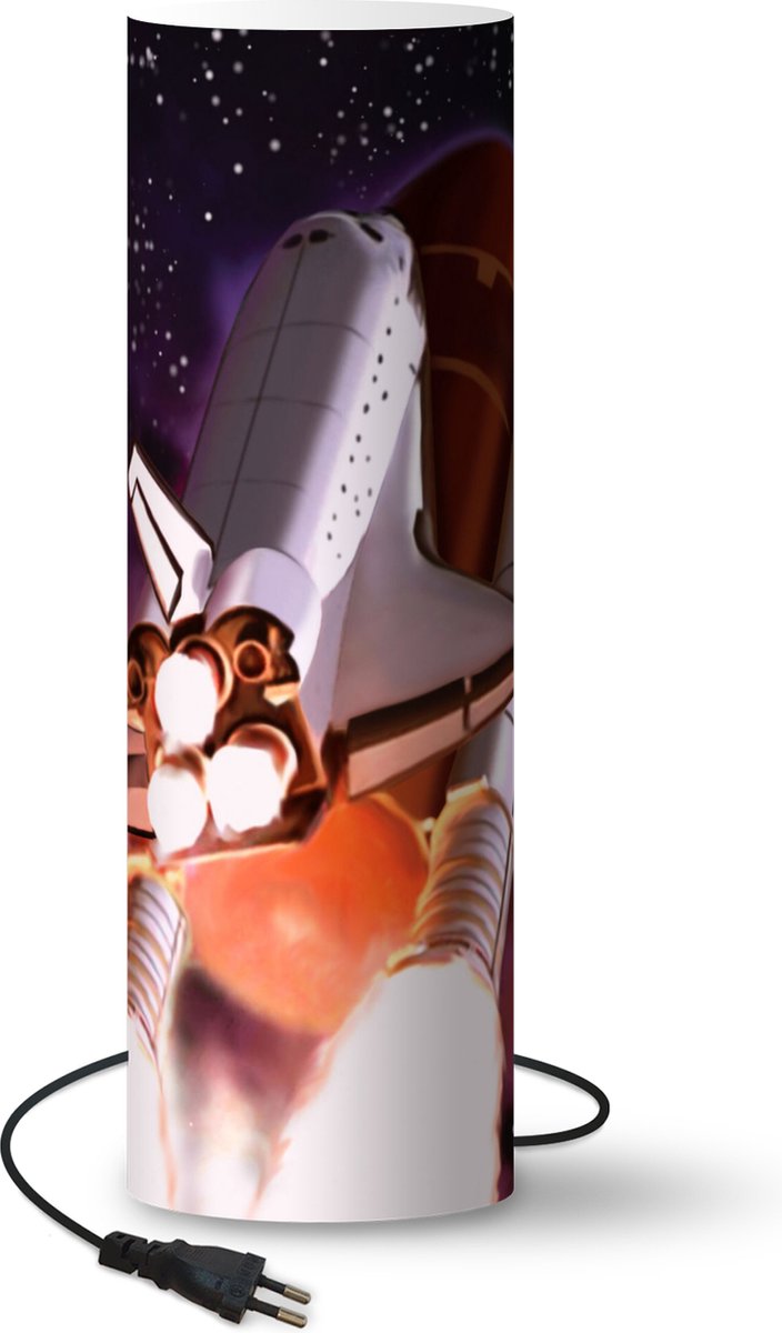 Lamp - Nachtlampje - Tafellamp slaapkamer - de gelanceerde Space Shuttle - 50 cm hoog - Ø15.9 cm - Inclusief LED lamp
