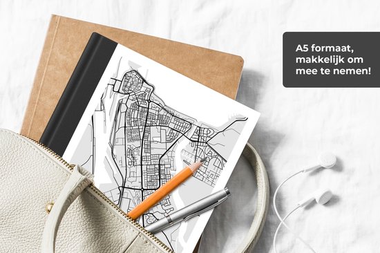 Carnet - Cahier d'écriture - Plan de la ville - Terneuzen - Grijs - Wit - Carnet - Format A5 - Bloc-notes - Carte