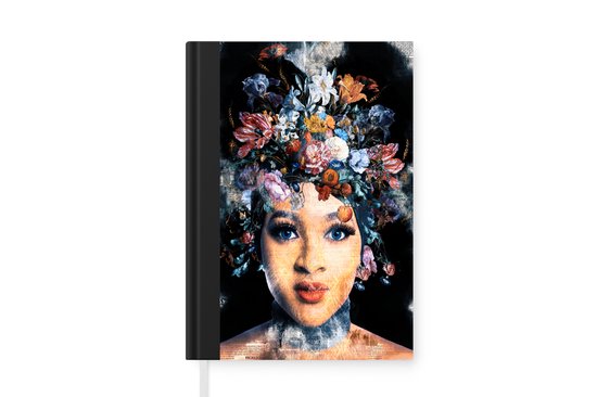 Carnet - Carnet d'écriture - Femme - Fleurs - Peinture - Carnet - Format A5 - Bloc-notes